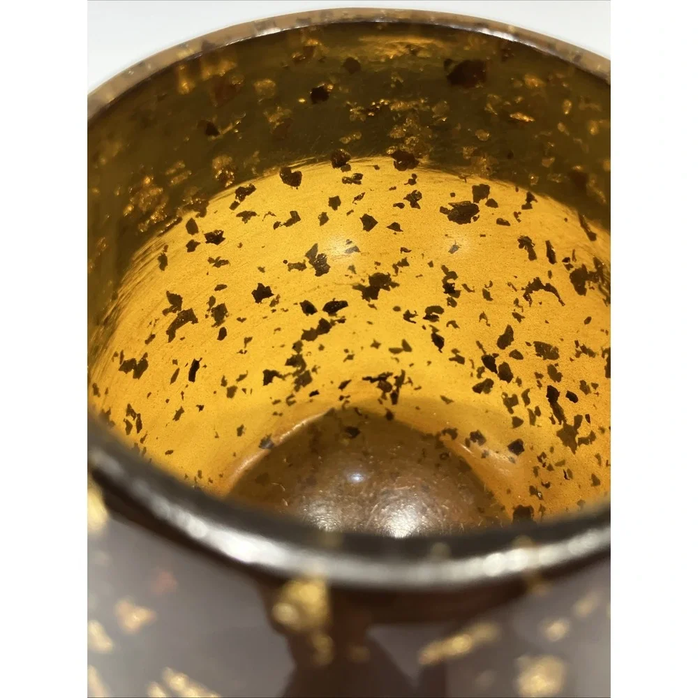 Nicole Miller MCM Style Brown With Gold Flakes Lucite Votive Candle Tea Light